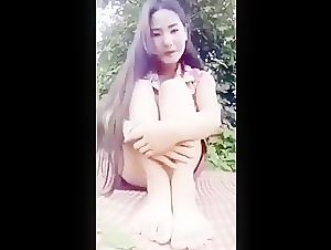 Sweet cute thai outdoor masturbation