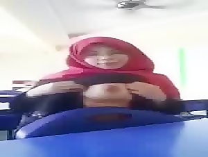 malaysian hijab babe makes her first homemade video in classroom