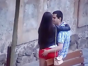 real homemade couple caught hot kissing in public