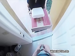 Pizza and blowjob delivery with kinky teen