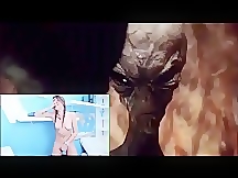 Teen masturbates to a woman getting experimented naked by Aliens