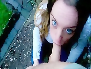 milf gives a blowjob in front of the church