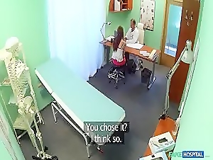 She fucked a hot patient in stockings and scarlet lingerie.