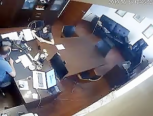 Russian boss fucks his secretary in the office Voyeur spycam