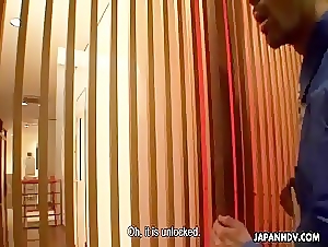 Busty Miwa Nishiki gets her ass on the stairs