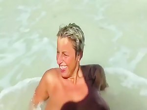 Sexy big boobs on the beach