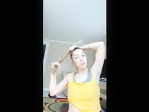 Teen shows tits after workout on Periscope