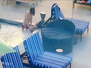Cousins fucking hard in the pool