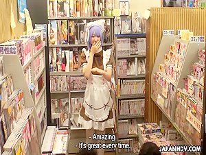 Cosplay fan Miku Oguri fucked by men in a store