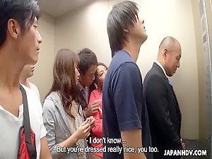 Maika and Miyama Aoi are caught in elevator gangbang