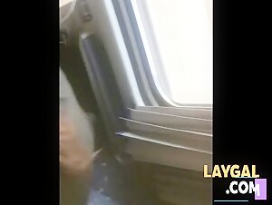 Public train blowjob, she didn`t want to pay for ticket so she swallows cum