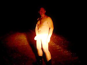 Outdoor orgasm in the headlights on a COLD night